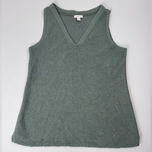 J. Jill Sage Green Knit V-Neck Tank